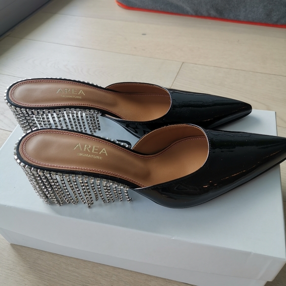 AREA NYC crystal fringe kitten heels size 38 - Picture 2 of 6